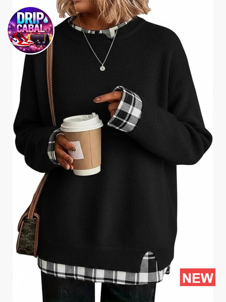 Womens Fall Cowboy Chic Knit Cozy Oversized Pullover Sweater Long Sleeve School